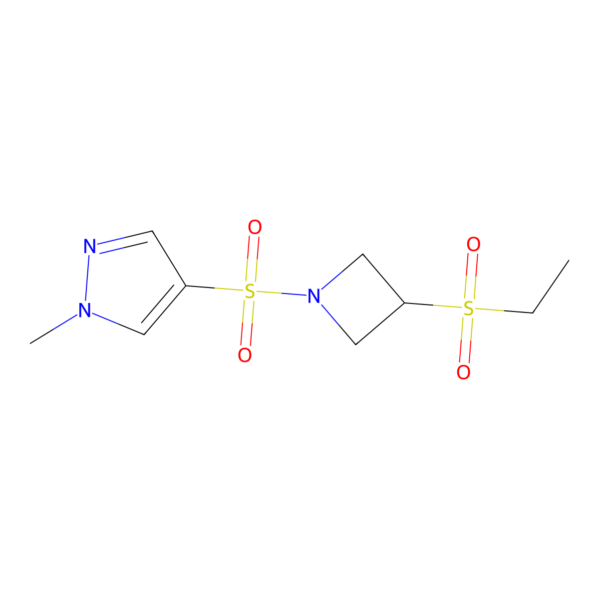 4-((3-(ethylsulfonyl)azetidin-1-yl)sulfonyl)-1-methyl-1H-pyrazole molecular structure, CAS 2034252-94-1