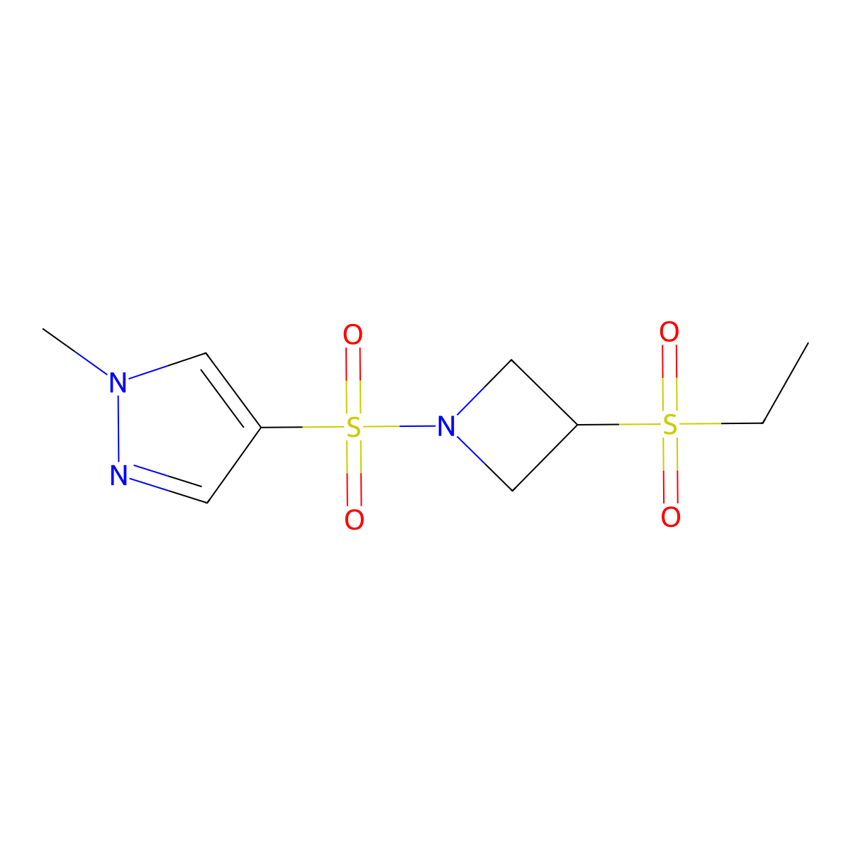 4-((3-(ethylsulfonyl)azetidin-1-yl)sulfonyl)-1-methyl-1H-pyrazole molecular structure, CAS 2034252-94-1