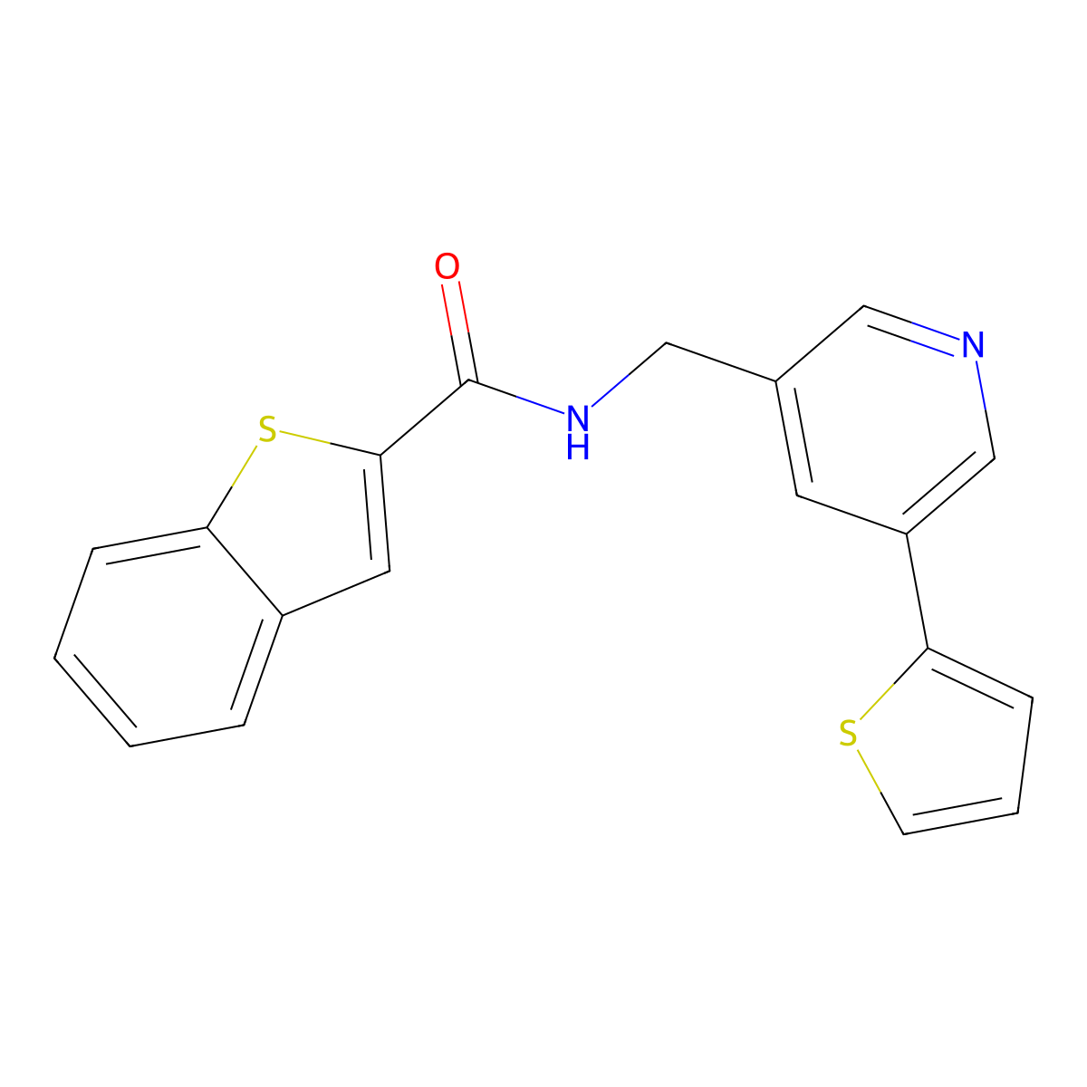 N-((5-(thiophen-2-yl)pyridin-3-yl)methyl)benzo[b]thiophene-2-carboxamide molecular structure, CAS 2034252-96-3