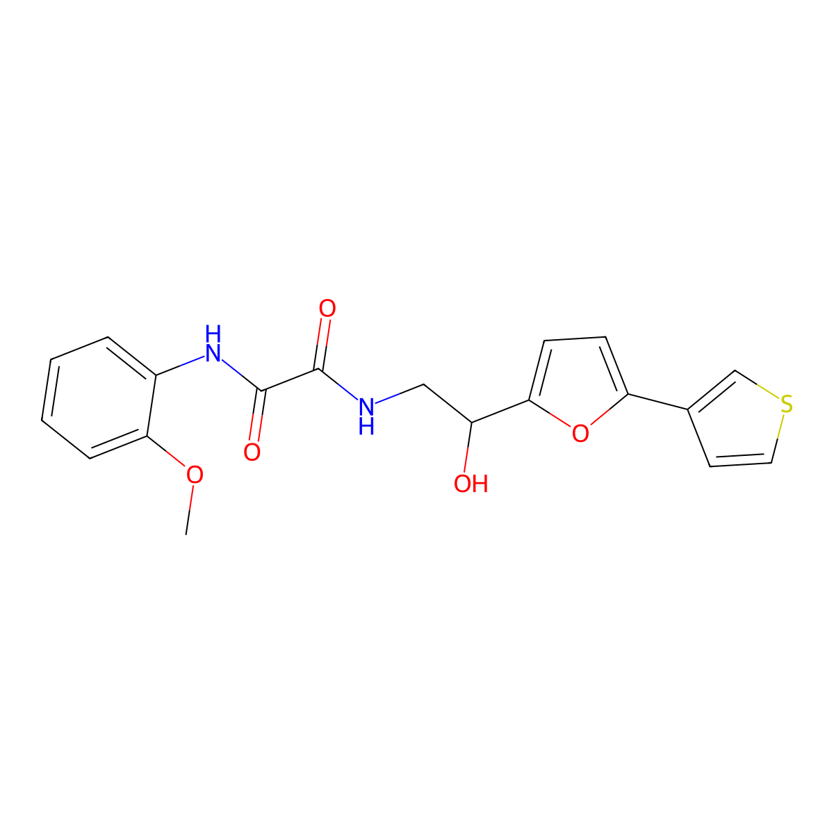 N1-(2-hydroxy-2-(5-(thiophen-3-yl)furan-2-yl)ethyl)-N2-(2-methoxyphenyl)oxalamide molecular structure, CAS 2034253-00-2