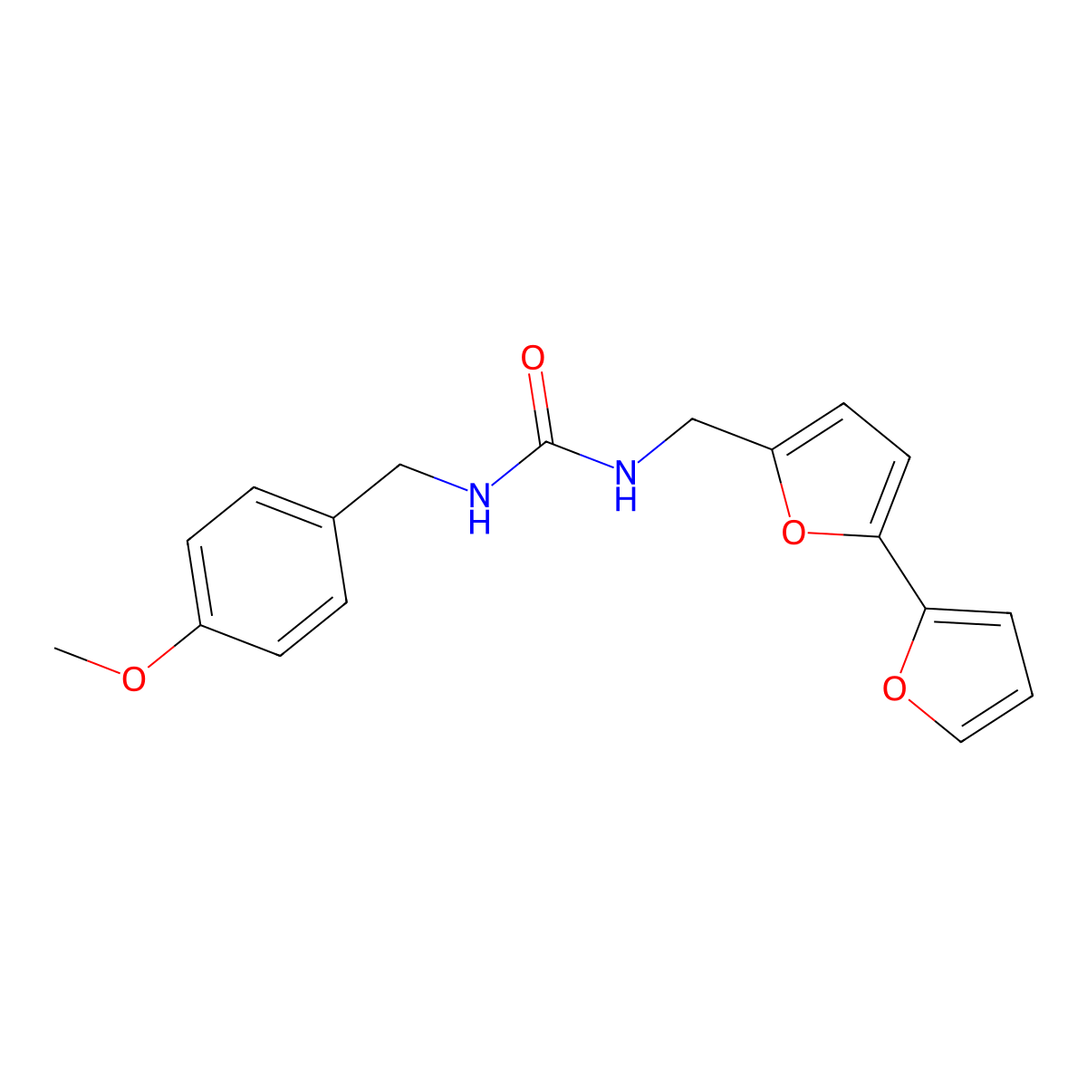 1-([2,2'-Bifuran]-5-ylmethyl)-3-(4-methoxybenzyl)urea molecular structure, CAS 2034253-04-6