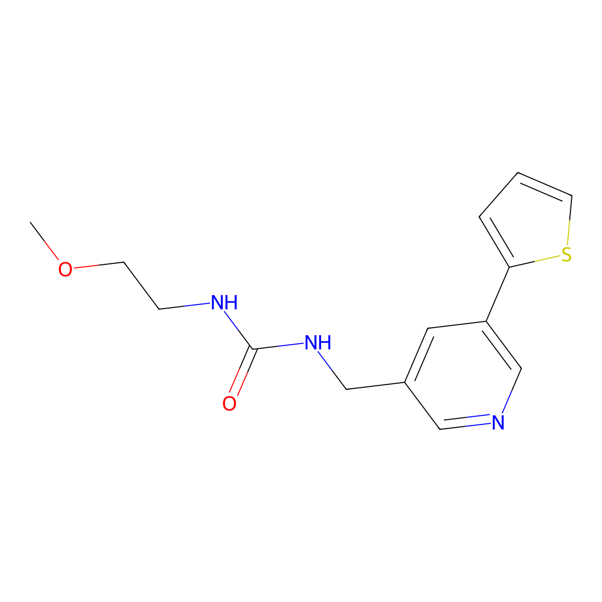 1-(2-Methoxyethyl)-3-((5-(thiophen-2-yl)pyridin-3-yl)methyl)urea molecular structure, CAS 2034253-05-7