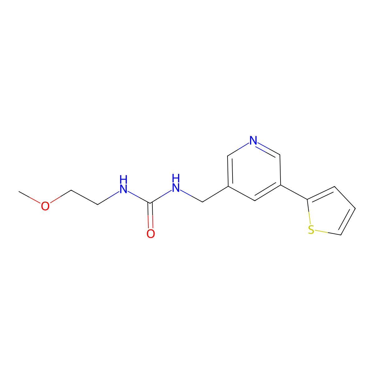 1-(2-Methoxyethyl)-3-((5-(thiophen-2-yl)pyridin-3-yl)methyl)urea molecular structure, CAS 2034253-05-7
