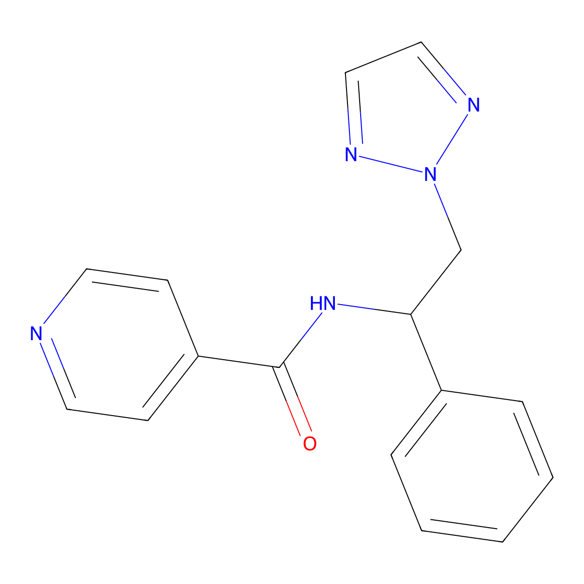 N-(1-phenyl-2-(2H-1,2,3-triazol-2-yl)ethyl)isonicotinamide molecular structure, CAS 2034253-06-8