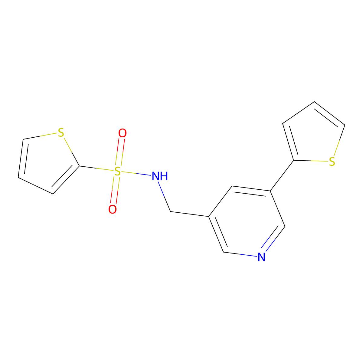 N-((5-(thiophen-2-yl)pyridin-3-yl)methyl)thiophene-2-sulfonamide molecular structure, CAS 2034253-13-7
