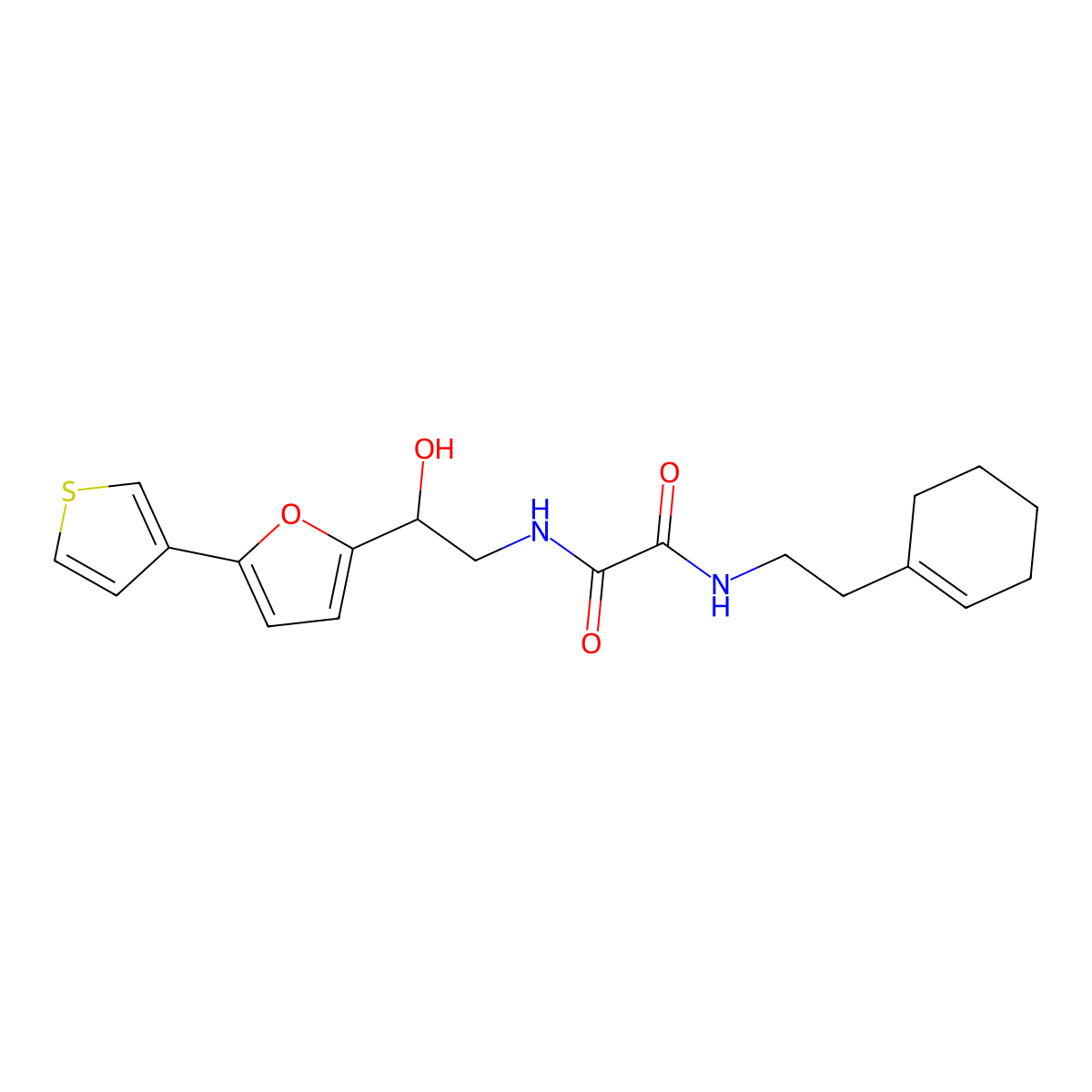 N1-(2-(cyclohex-1-en-1-yl)ethyl)-N2-(2-hydroxy-2-(5-(thiophen-3-yl)furan-2-yl)ethyl)oxalamide molecular structure, CAS 2034253-14-8