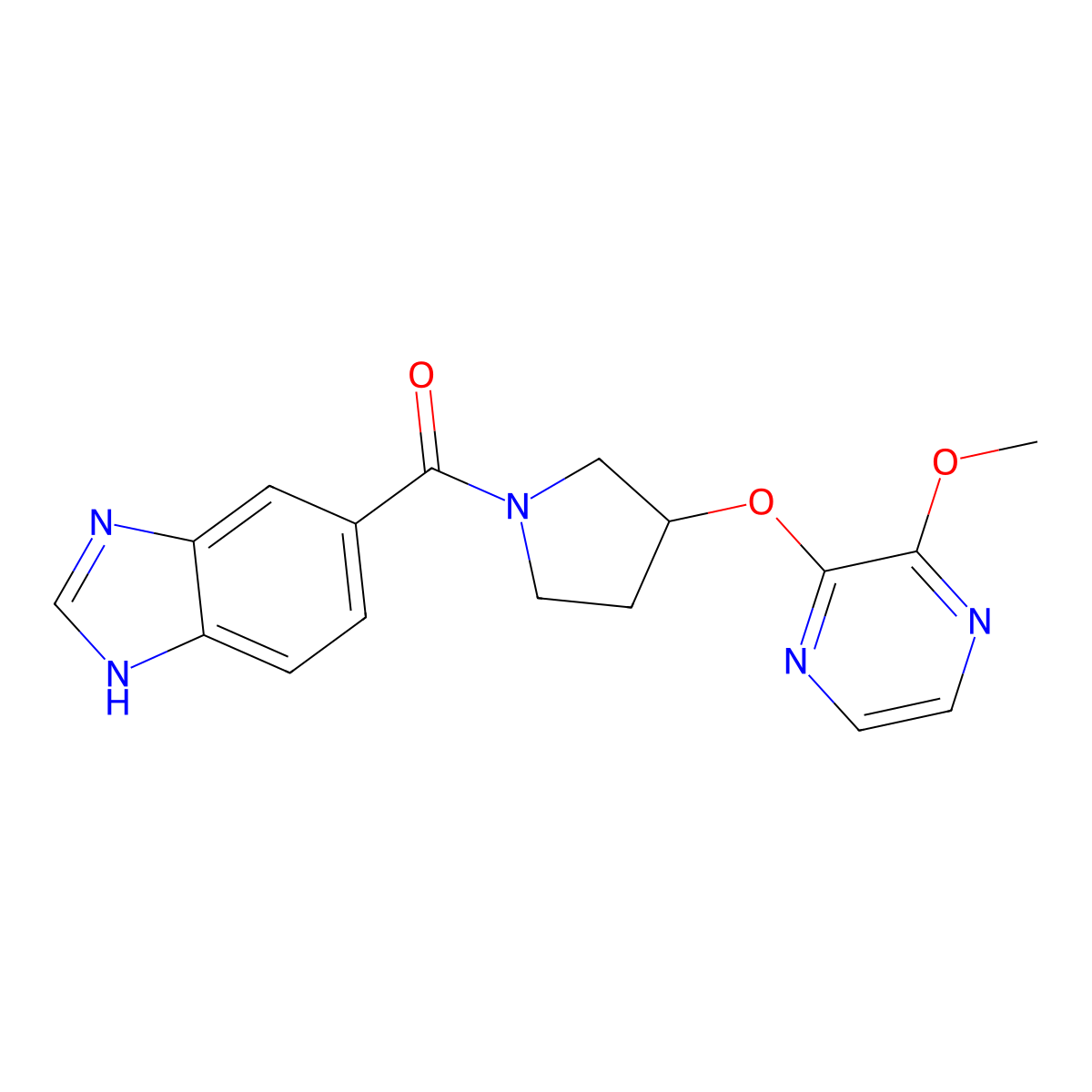 (1H-benzo[d]imidazol-5-yl)(3-((3-methoxypyrazin-2-yl)oxy)pyrrolidin-1-yl)methanone molecular structure, CAS 2034253-16-0