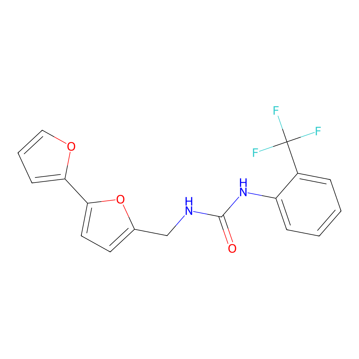 1-([2,2'-Bifuran]-5-ylmethyl)-3-(2-(trifluoromethyl)phenyl)urea molecular structure, CAS 2034253-18-2