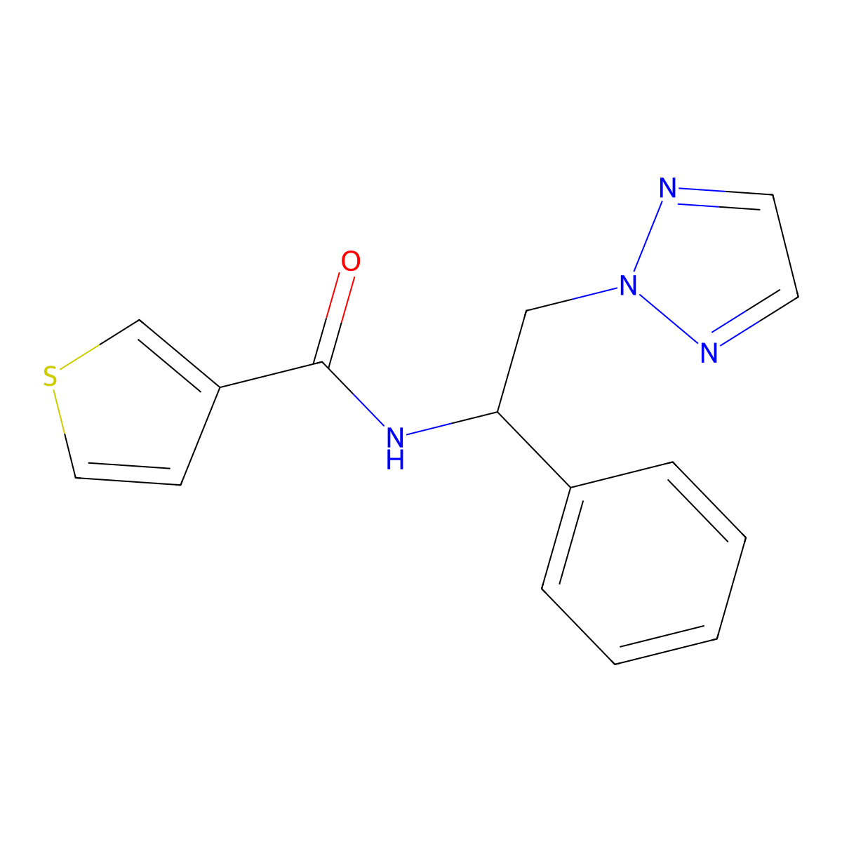 N-[1-phenyl-2-(2H-1,2,3-triazol-2-yl)ethyl]thiophene-3-carboxamide molecular structure, CAS 2034253-19-3