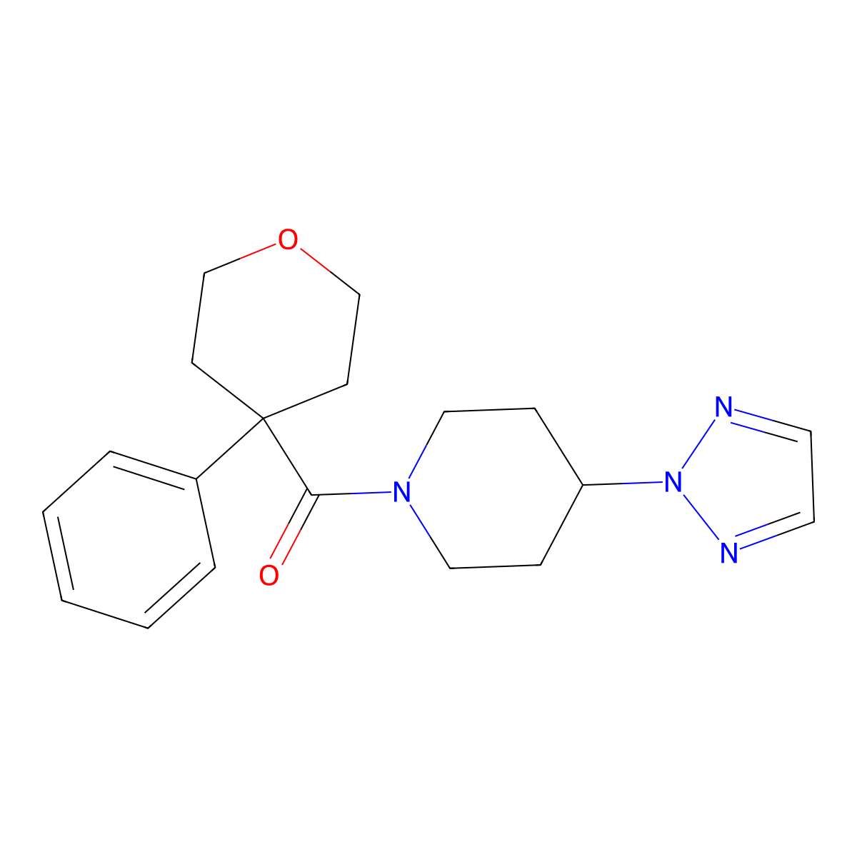 (4-(2H-1,2,3-triazol-2-yl)piperidin-1-yl)(4-phenyltetrahydro-2H-pyran-4-yl)methanone molecular structure, CAS 2034253-21-7