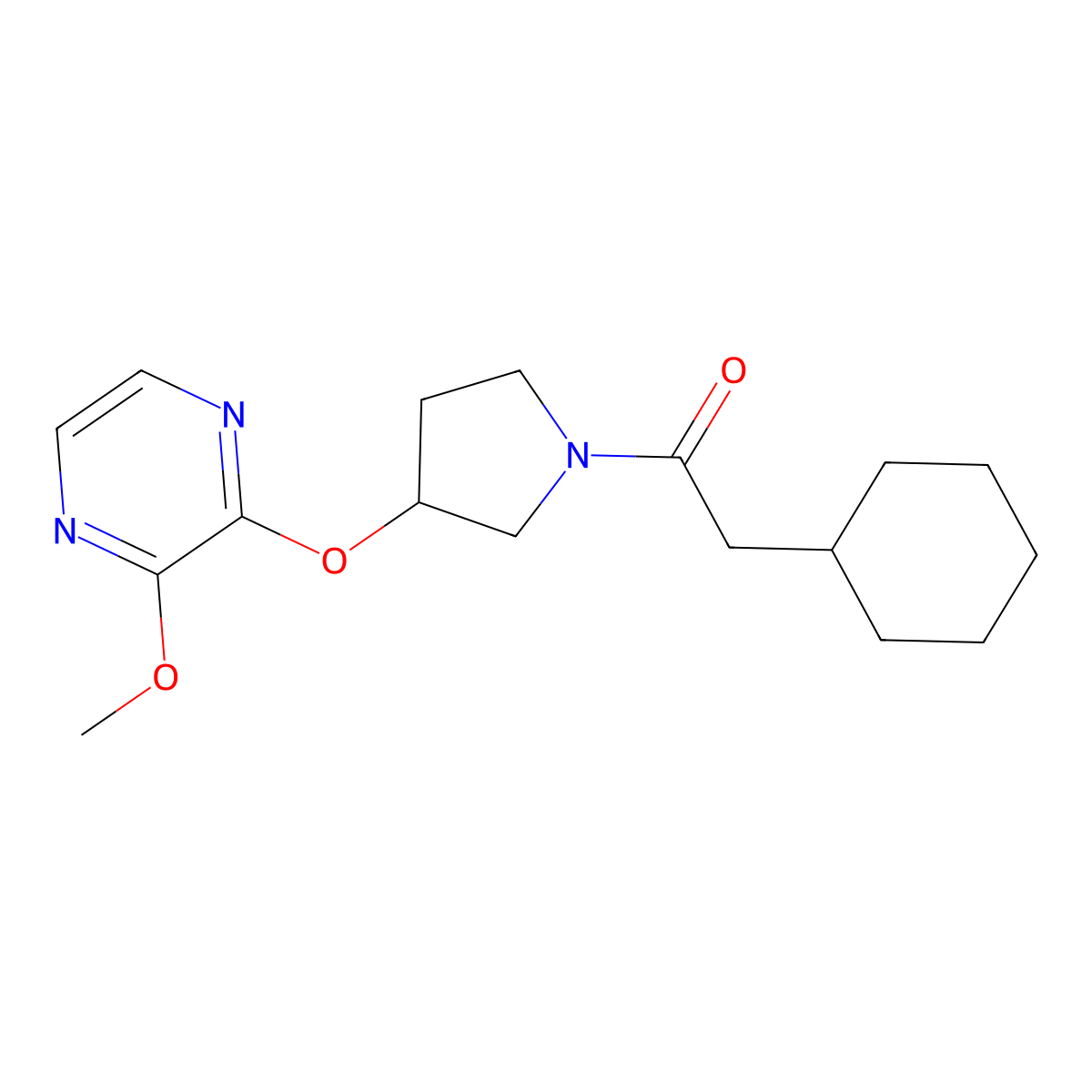 2-Cyclohexyl-1-(3-((3-methoxypyrazin-2-yl)oxy)pyrrolidin-1-yl)ethanone molecular structure, CAS 2034253-23-9