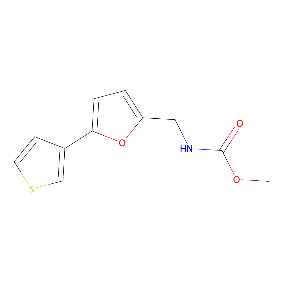 Methyl ((5-(thiophen-3-yl)furan-2-yl)methyl)carbamate molecular structure, CAS 2034253-24-0