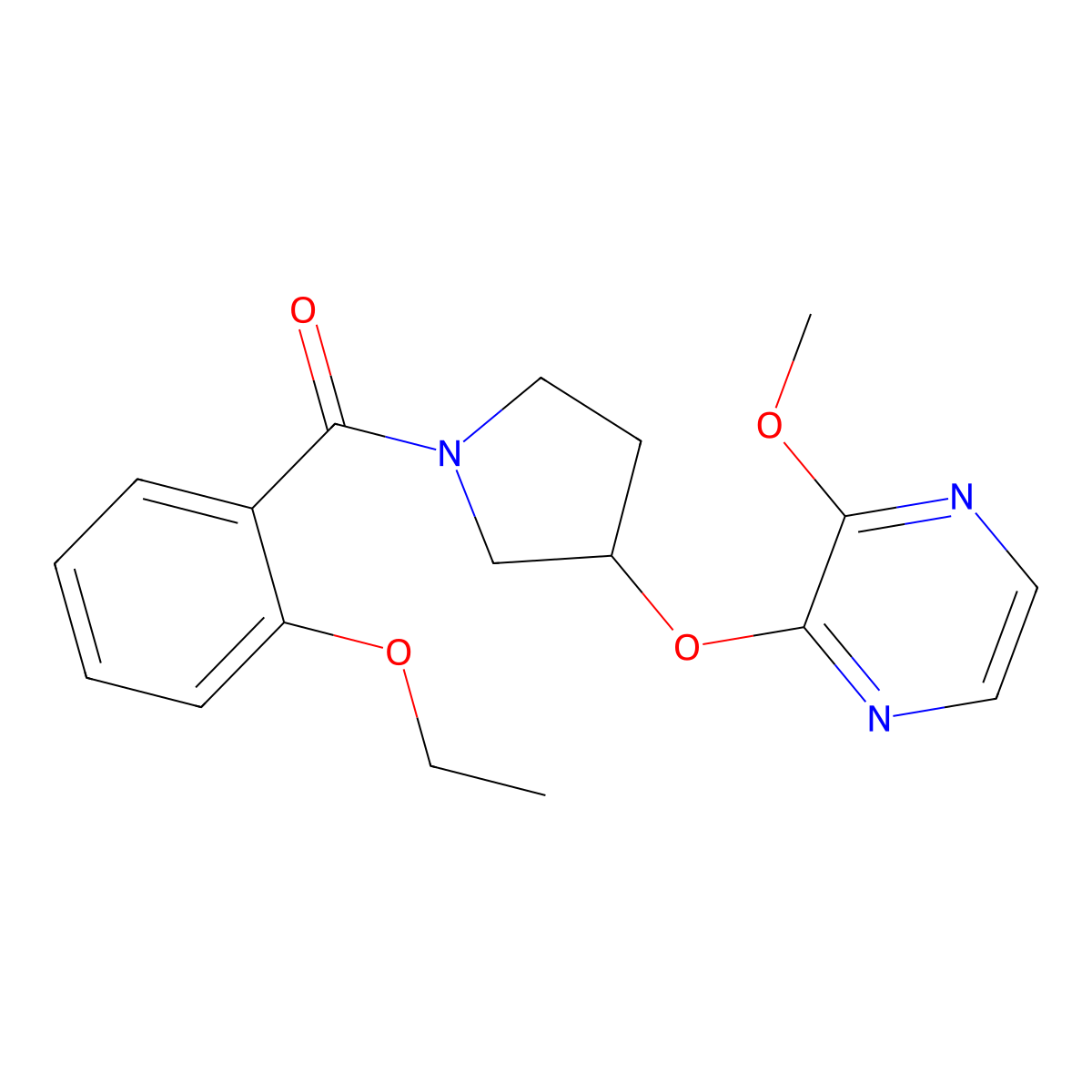 (2-Ethoxyphenyl)(3-((3-methoxypyrazin-2-yl)oxy)pyrrolidin-1-yl)methanone molecular structure, CAS 2034253-28-4