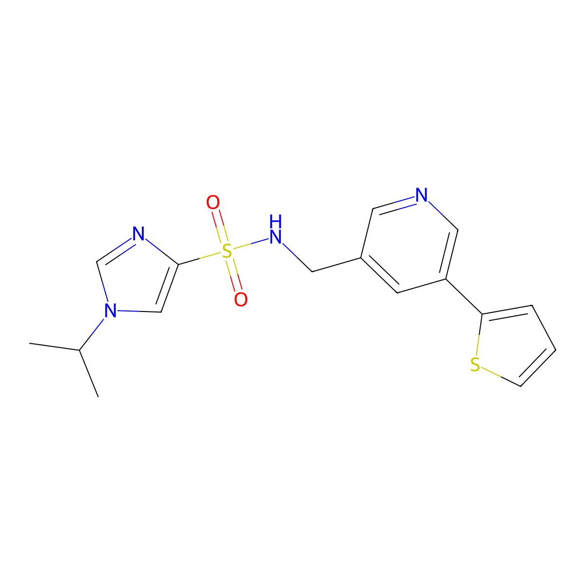 1-isopropyl-N-((5-(thiophen-2-yl)pyridin-3-yl)methyl)-1H-imidazole-4-sulfonamide molecular structure, CAS 2034253-29-5