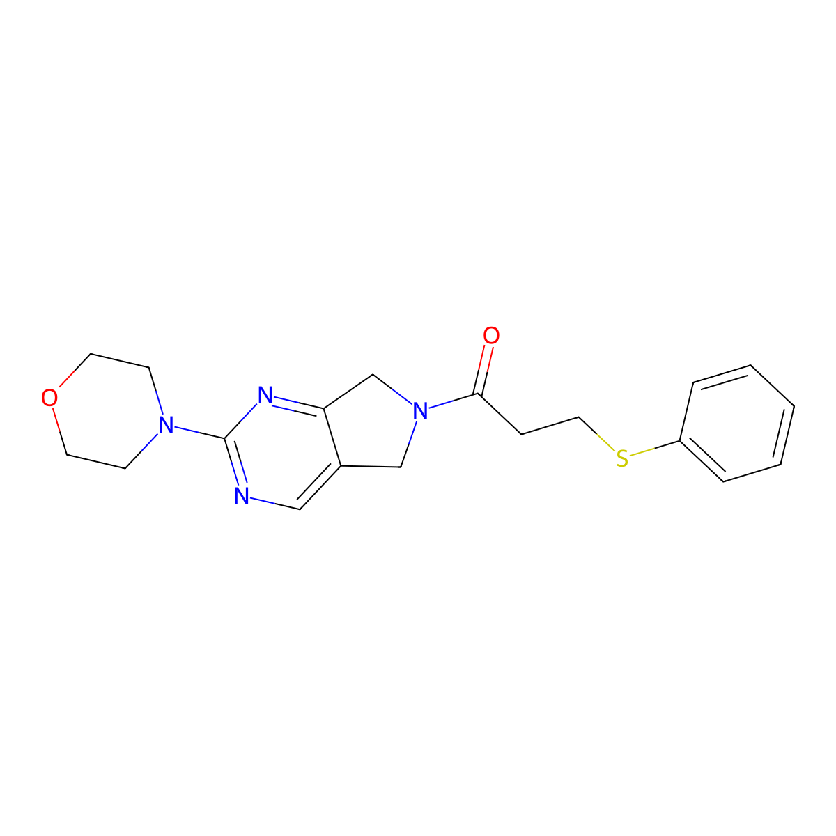 1-(2-morpholino-5H-pyrrolo[3,4-d]pyrimidin-6(7H)-yl)-3-(phenylthio)propan-1-one molecular structure, CAS 2034253-30-8