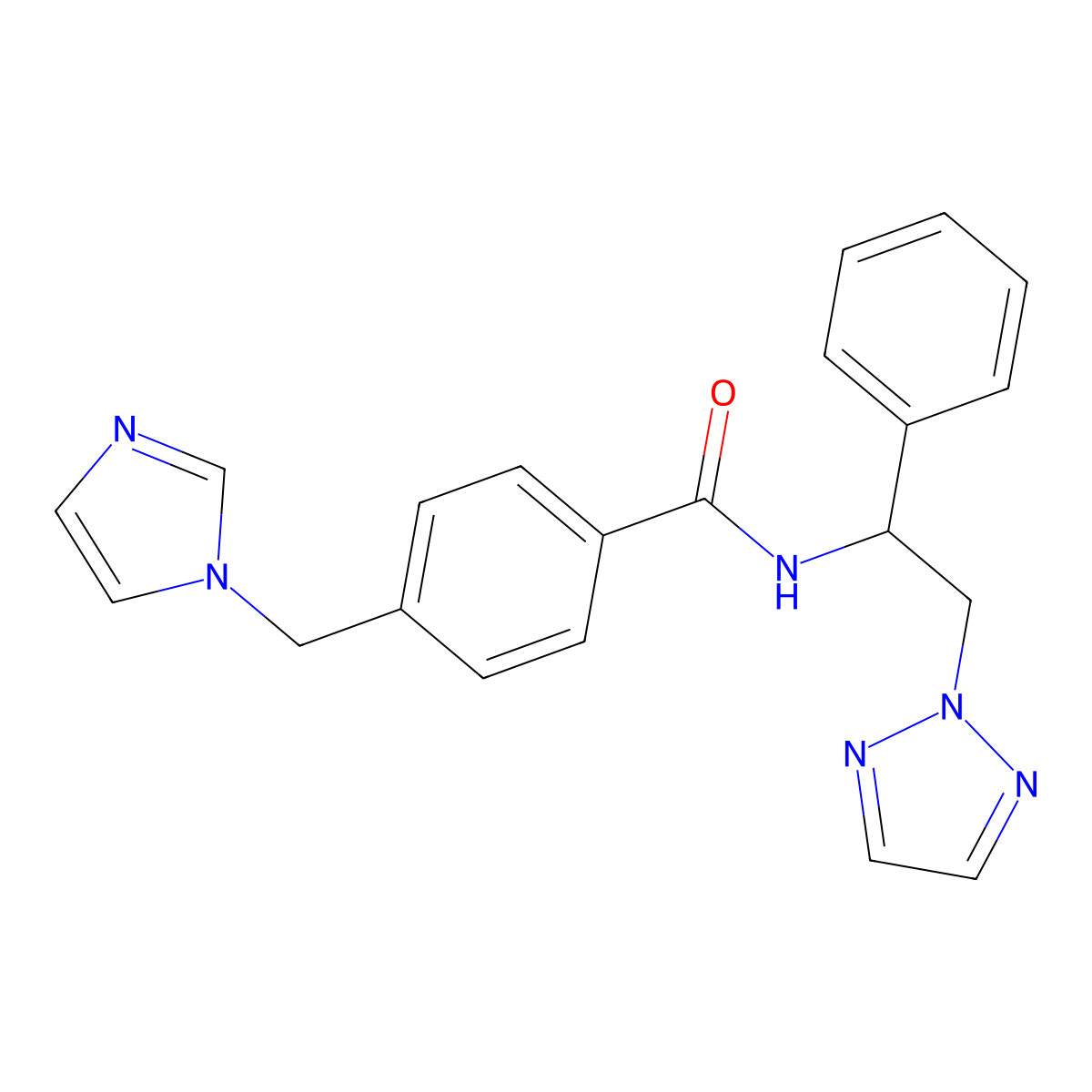 4-((1H-imidazol-1-yl)methyl)-N-(1-phenyl-2-(2H-1,2,3-triazol-2-yl)ethyl)benzamide molecular structure, CAS 2034253-33-1