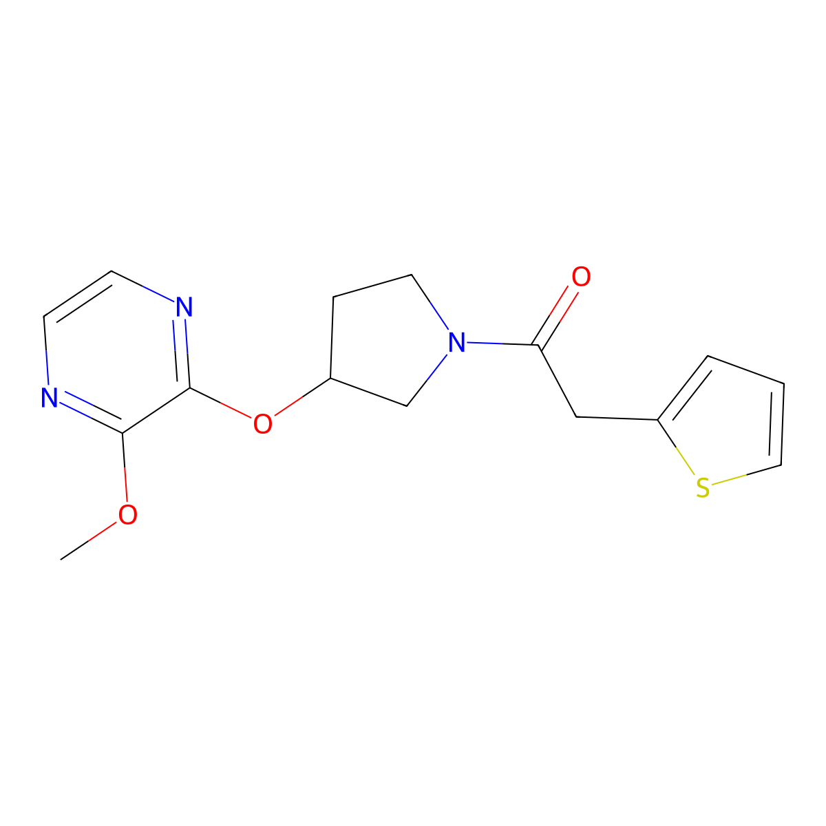 1-(3-((3-Methoxypyrazin-2-yl)oxy)pyrrolidin-1-yl)-2-(thiophen-2-yl)ethanone molecular structure, CAS 2034253-41-1