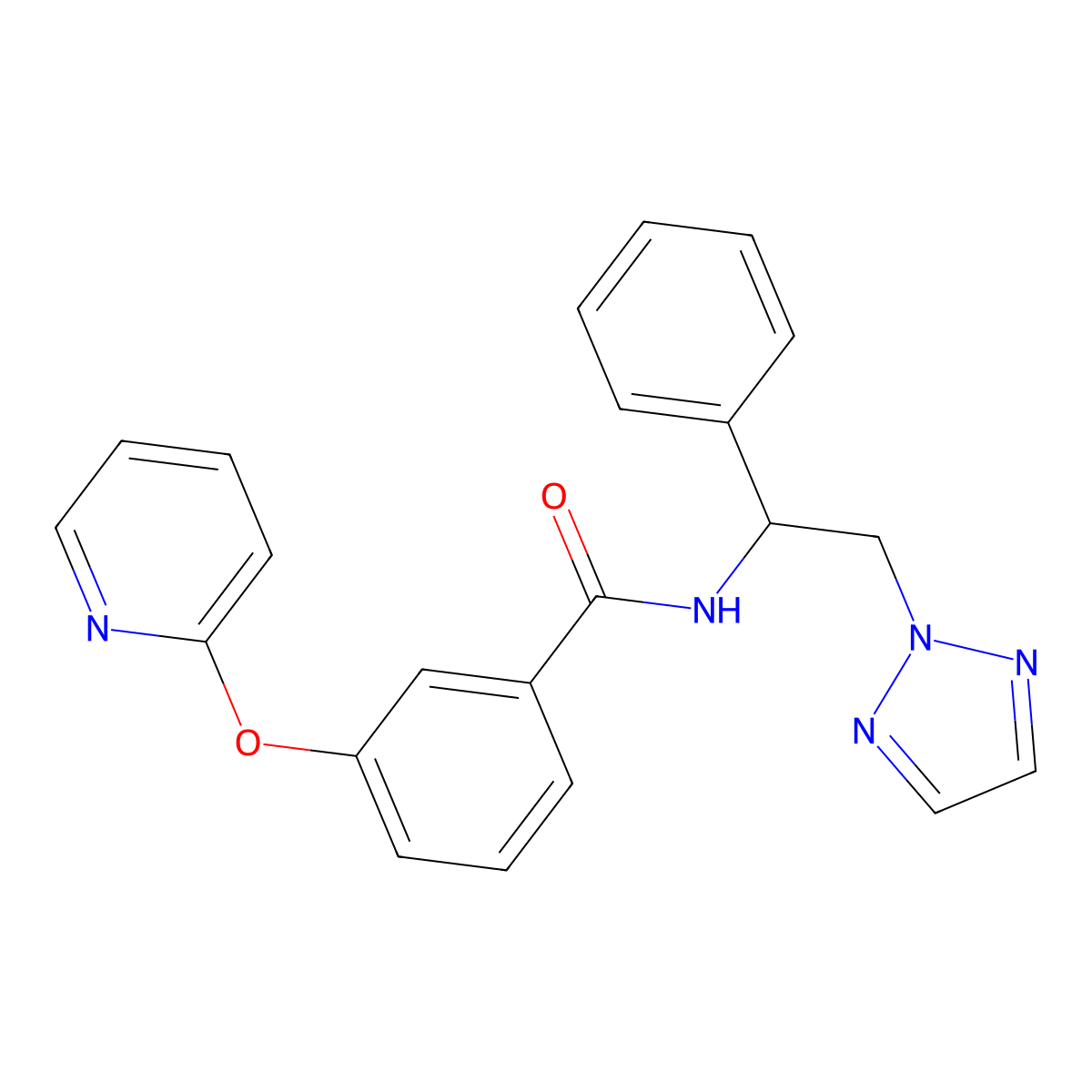N-(1-phenyl-2-(2H-1,2,3-triazol-2-yl)ethyl)-3-(pyridin-2-yloxy)benzamide molecular structure, CAS 2034253-49-9