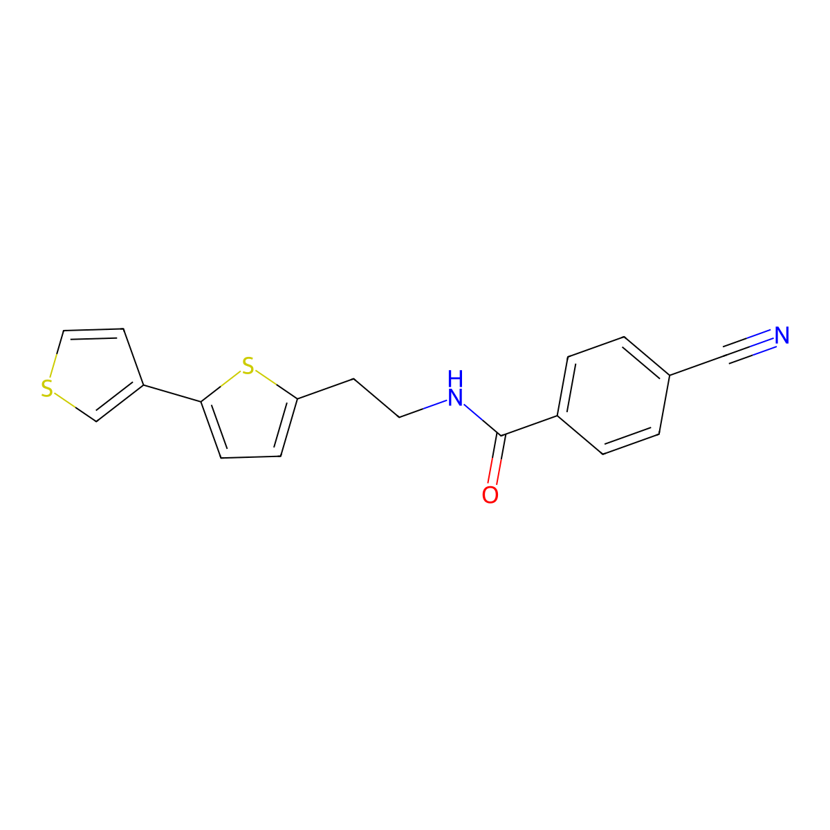N-(2-{[2,3'-bithiophene]-5-yl}ethyl)-4-cyanobenzamide molecular structure, CAS 2034253-51-3