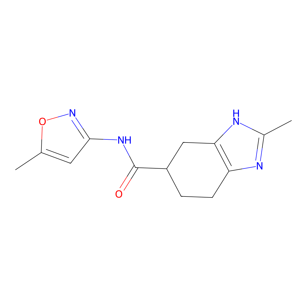 2-methyl-N-(5-methylisoxazol-3-yl)-4,5,6,7-tetrahydro-1H-benzo[d]imidazole-5-carboxamide molecular structure, CAS 2034253-64-8