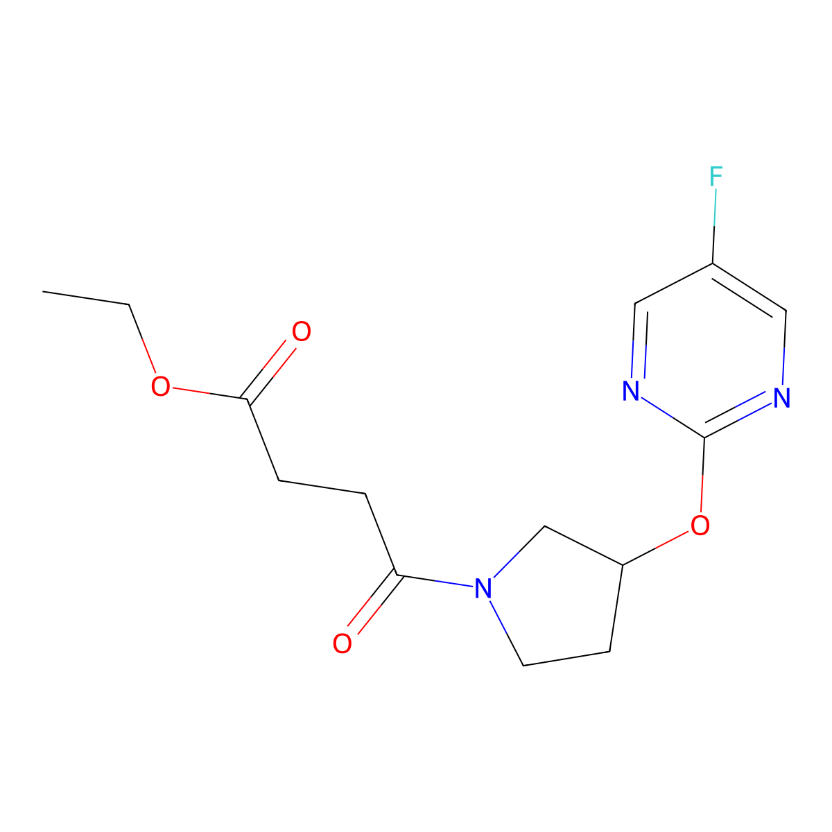 Ethyl 4-(3-((5-fluoropyrimidin-2-yl)oxy)pyrrolidin-1-yl)-4-oxobutanoate molecular structure, CAS 2034253-66-0