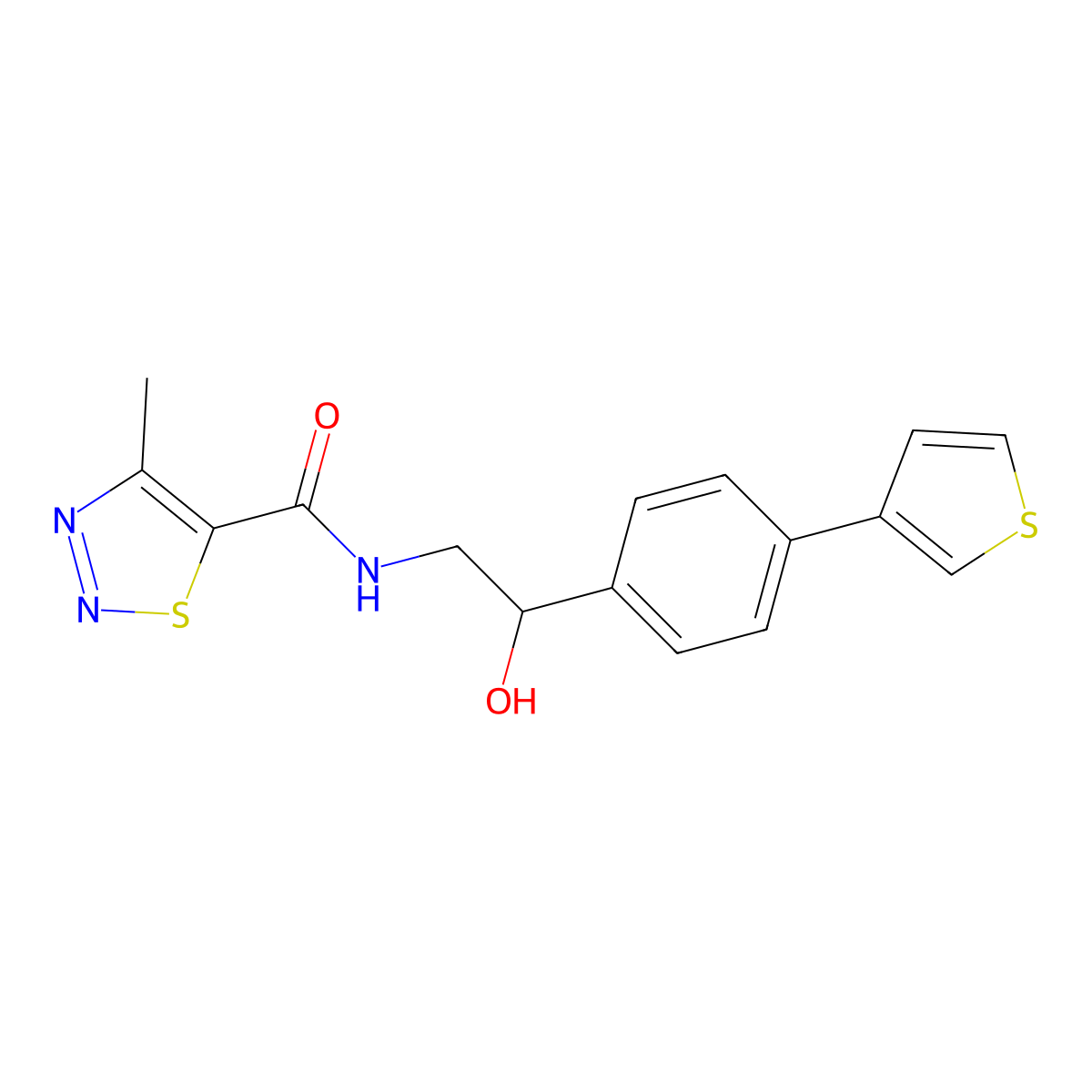 N-{2-hydroxy-2-[4-(thiophen-3-yl)phenyl]ethyl}-4-methyl-1,2,3-thiadiazole-5-carboxamide molecular structure, CAS 2034253-74-0