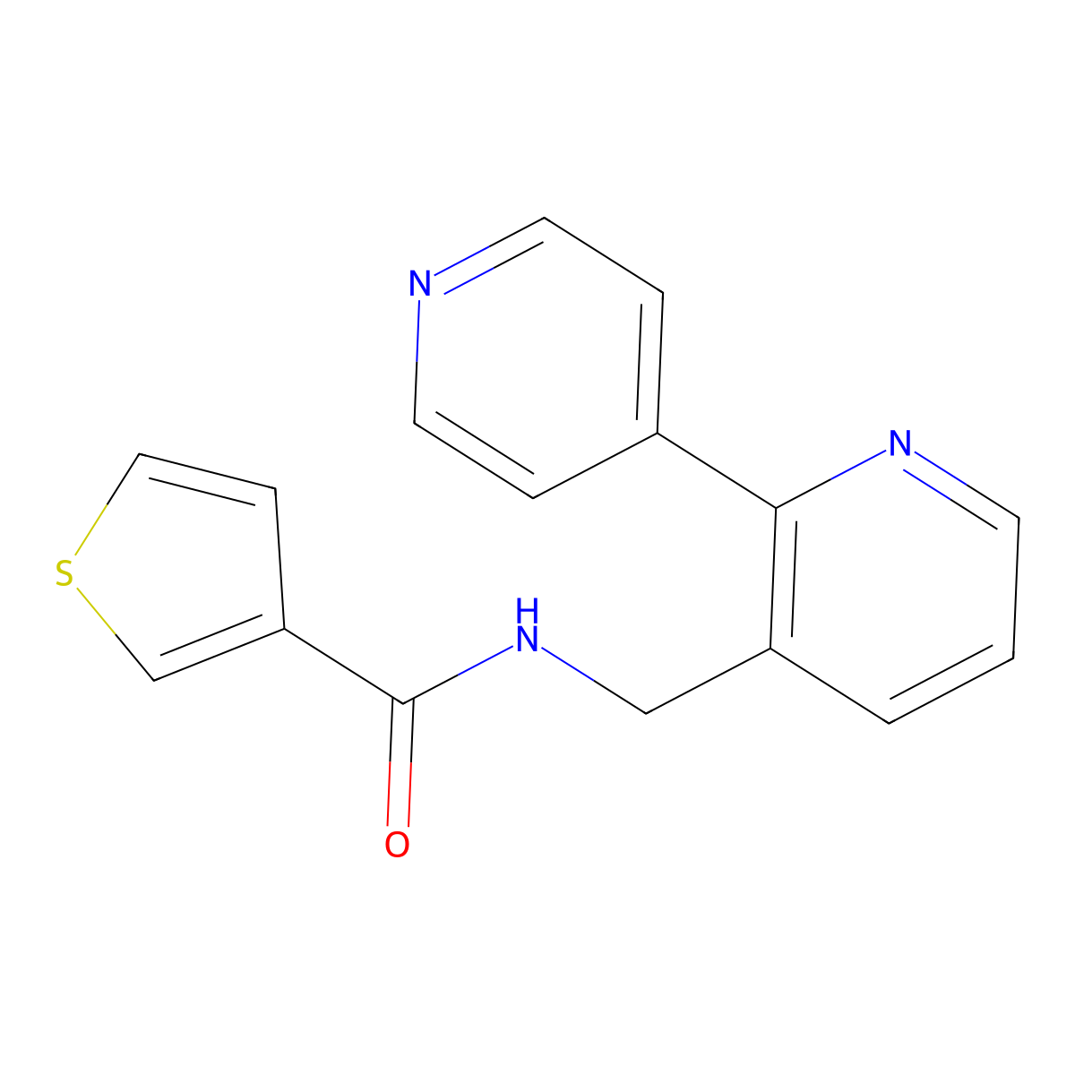 N-([2,4'-bipyridin]-3-ylmethyl)thiophene-3-carboxamide molecular structure, CAS 2034253-76-2