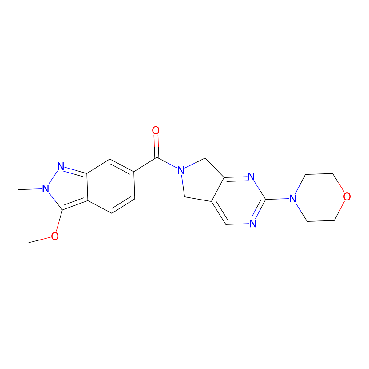 (3-methoxy-2-methyl-2H-indazol-6-yl)(2-morpholino-5H-pyrrolo[3,4-d]pyrimidin-6(7H)-yl)methanone molecular structure, CAS 2034253-77-3