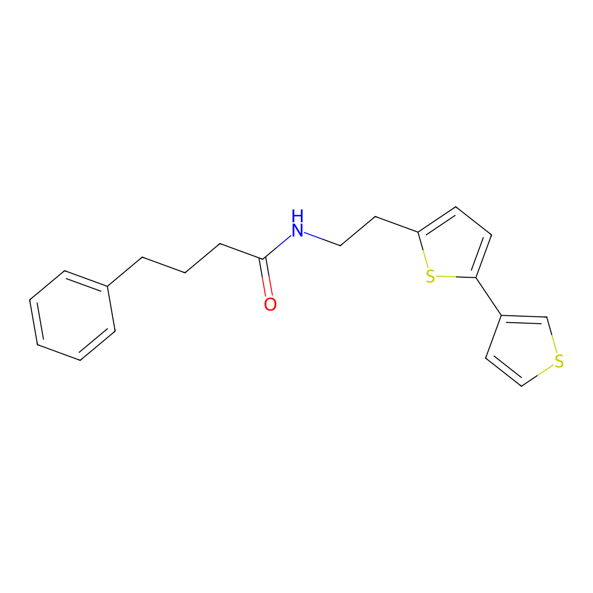 N-(2-([2,3'-bithiophen]-5-yl)ethyl)-4-phenylbutanamide molecular structure, CAS 2034253-79-5
