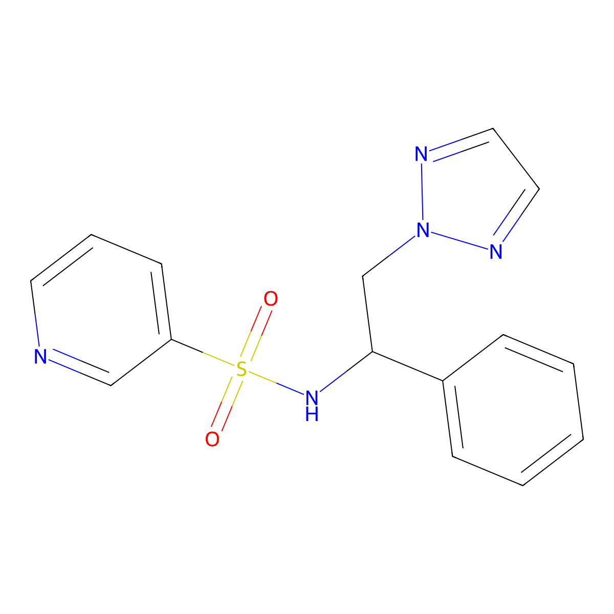 N-[1-phenyl-2-(2H-1,2,3-triazol-2-yl)ethyl]pyridine-3-sulfonamide molecular structure, CAS 2034253-80-8