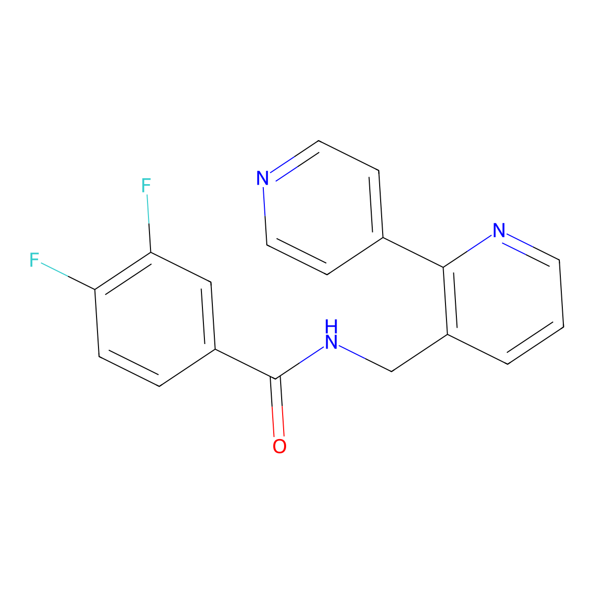 N-([2,4'-bipyridin]-3-ylmethyl)-3,4-difluorobenzamide molecular structure, CAS 2034253-82-0