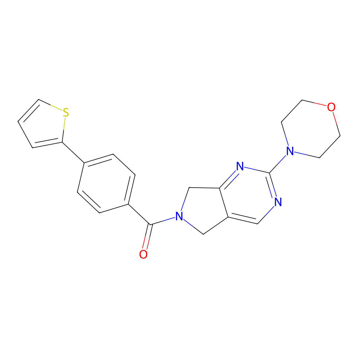 (2-morpholino-5H-pyrrolo[3,4-d]pyrimidin-6(7H)-yl)(4-(thiophen-2-yl)phenyl)methanone molecular structure, CAS 2034253-84-2