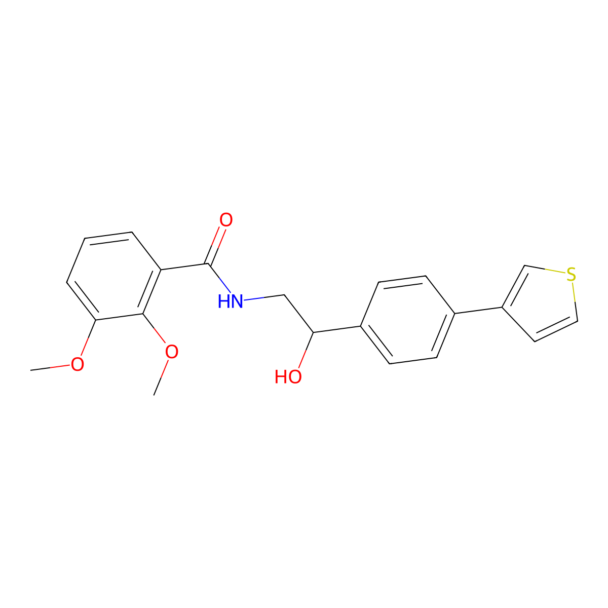 N-(2-hydroxy-2-(4-(thiophen-3-yl)phenyl)ethyl)-2,3-dimethoxybenzamide molecular structure, CAS 2034253-85-3