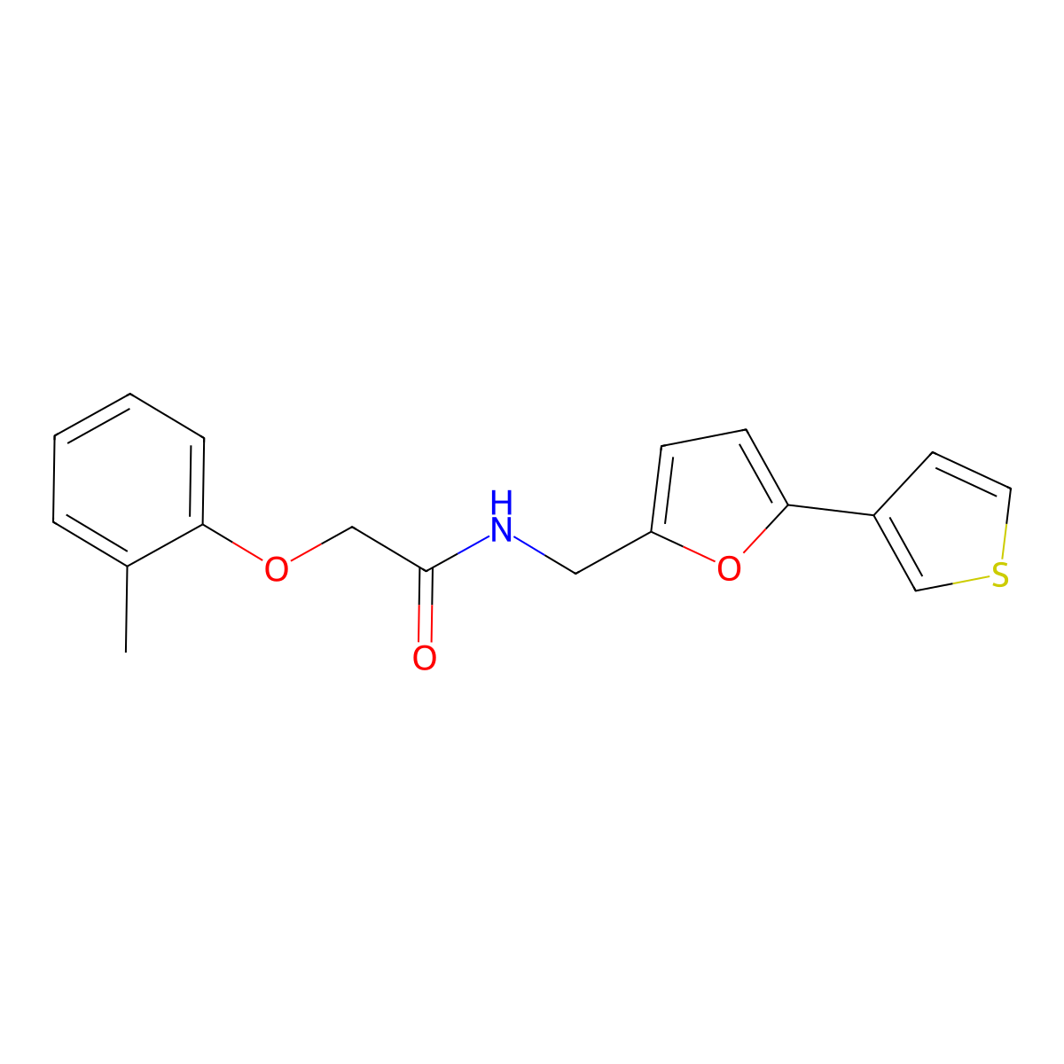 N-((5-(thiophen-3-yl)furan-2-yl)methyl)-2-(o-tolyloxy)acetamide molecular structure, CAS 2034253-93-3