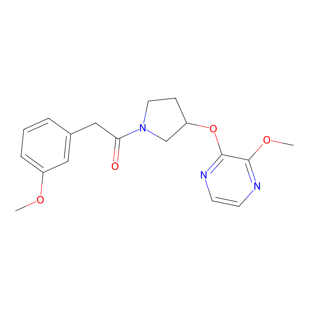 2-(3-Methoxyphenyl)-1-(3-((3-methoxypyrazin-2-yl)oxy)pyrrolidin-1-yl)ethanone molecular structure, CAS 2034253-95-5