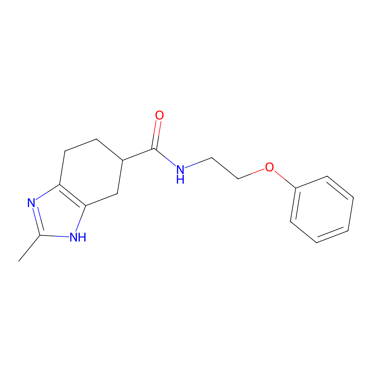 2-methyl-N-(2-phenoxyethyl)-4,5,6,7-tetrahydro-1H-benzo[d]imidazole-5-carboxamide molecular structure, CAS 2034253-97-7