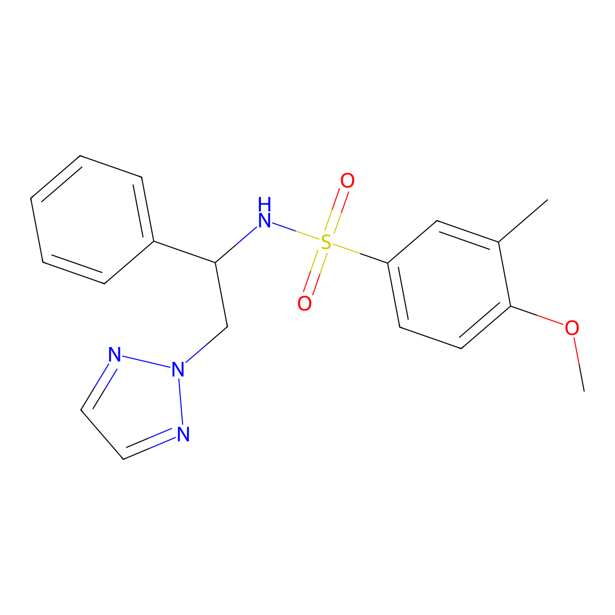 4-methoxy-3-methyl-N-(1-phenyl-2-(2H-1,2,3-triazol-2-yl)ethyl)benzenesulfonamide molecular structure, CAS 2034253-99-9