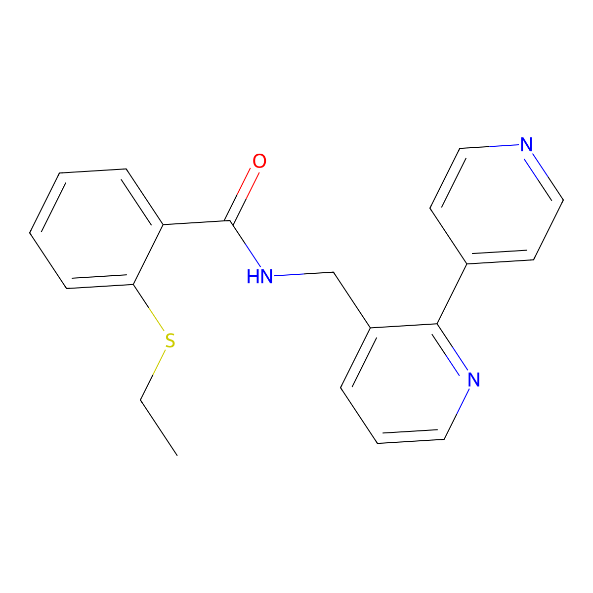 N-([2,4'-bipyridin]-3-ylmethyl)-2-(ethylthio)benzamide molecular structure, CAS 2034254-01-6