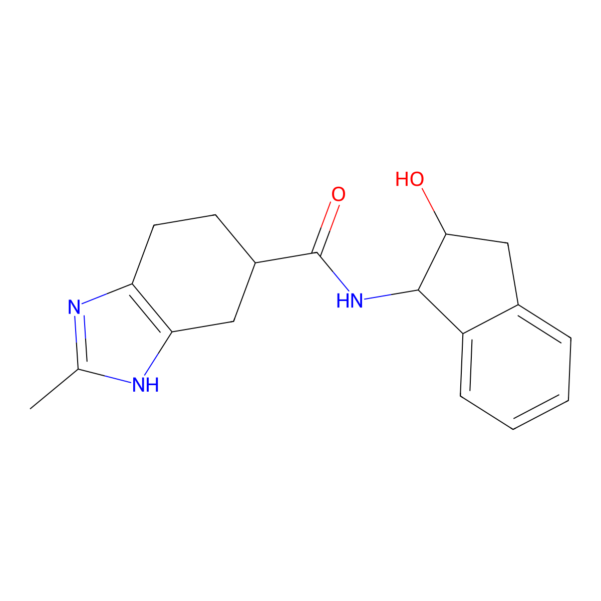 N-(2-hydroxy-2,3-dihydro-1H-inden-1-yl)-2-methyl-4,5,6,7-tetrahydro-1H-benzo[d]imidazole-5-carboxamide molecular structure, CAS 2034254-05-0