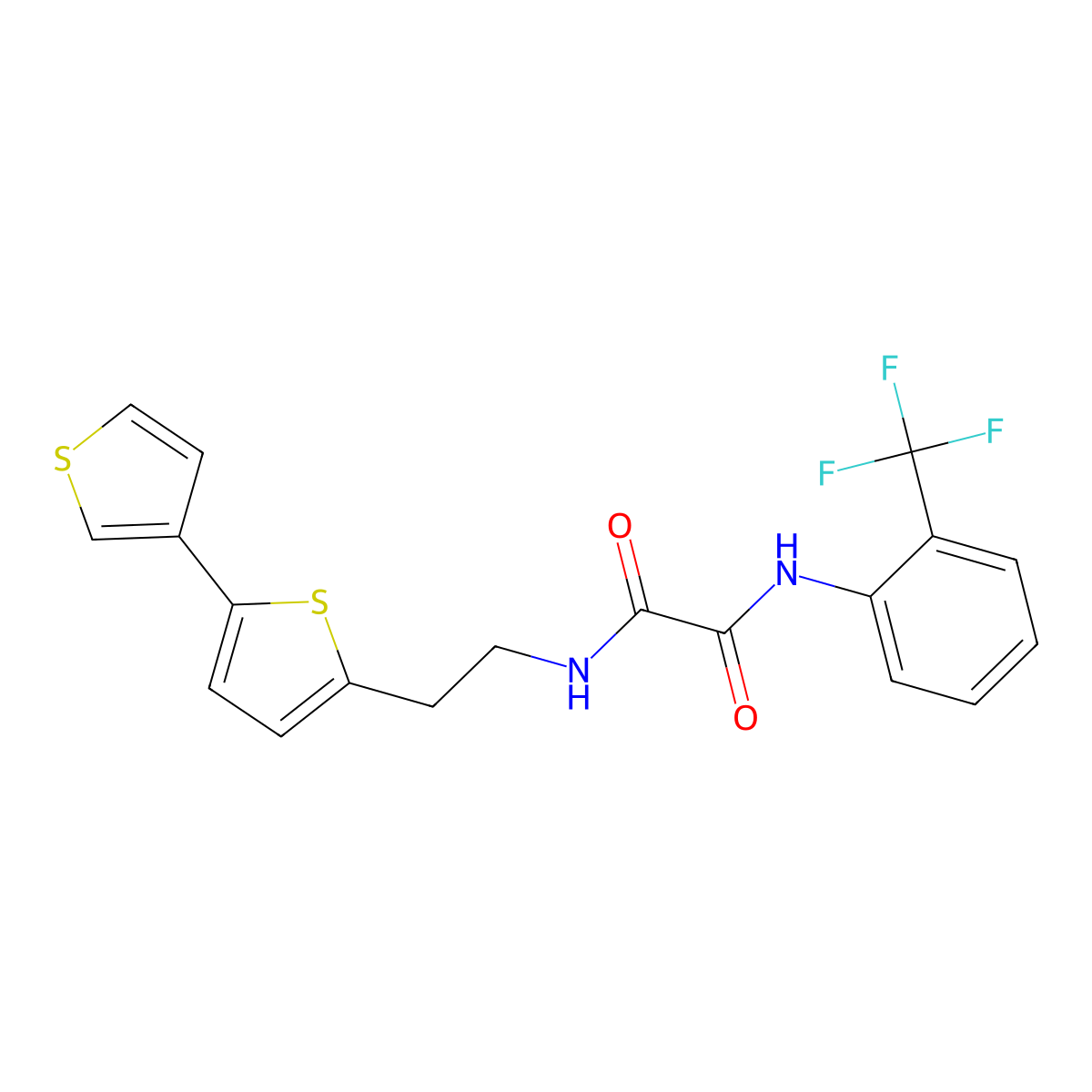 N-(2-{[2,3'-bithiophene]-5-yl}ethyl)-N'-[2-(trifluoromethyl)phenyl]ethanediamide molecular structure, CAS 2034254-06-1