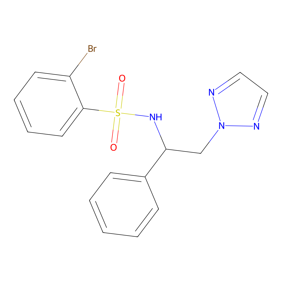 2-bromo-N-(1-phenyl-2-(2H-1,2,3-triazol-2-yl)ethyl)benzenesulfonamide molecular structure, CAS 2034254-10-7