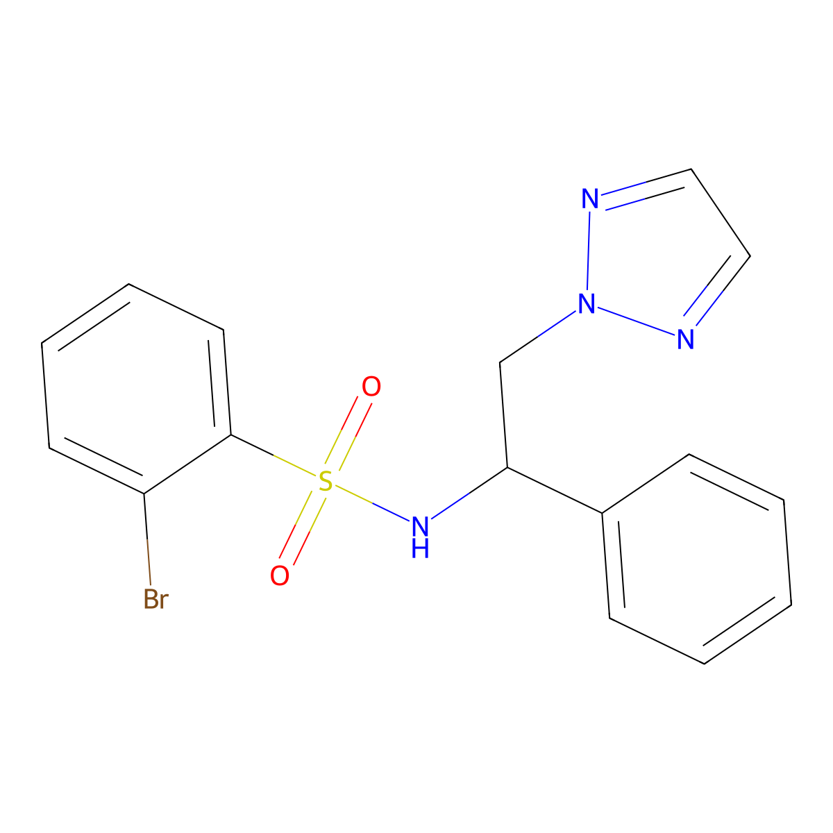 2-bromo-N-(1-phenyl-2-(2H-1,2,3-triazol-2-yl)ethyl)benzenesulfonamide molecular structure, CAS 2034254-10-7