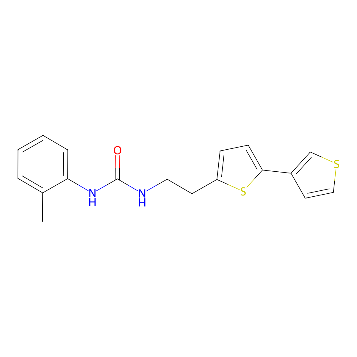 1-(2-([2,3'-Bithiophen]-5-yl)ethyl)-3-(o-tolyl)urea molecular structure, CAS 2034254-15-2
