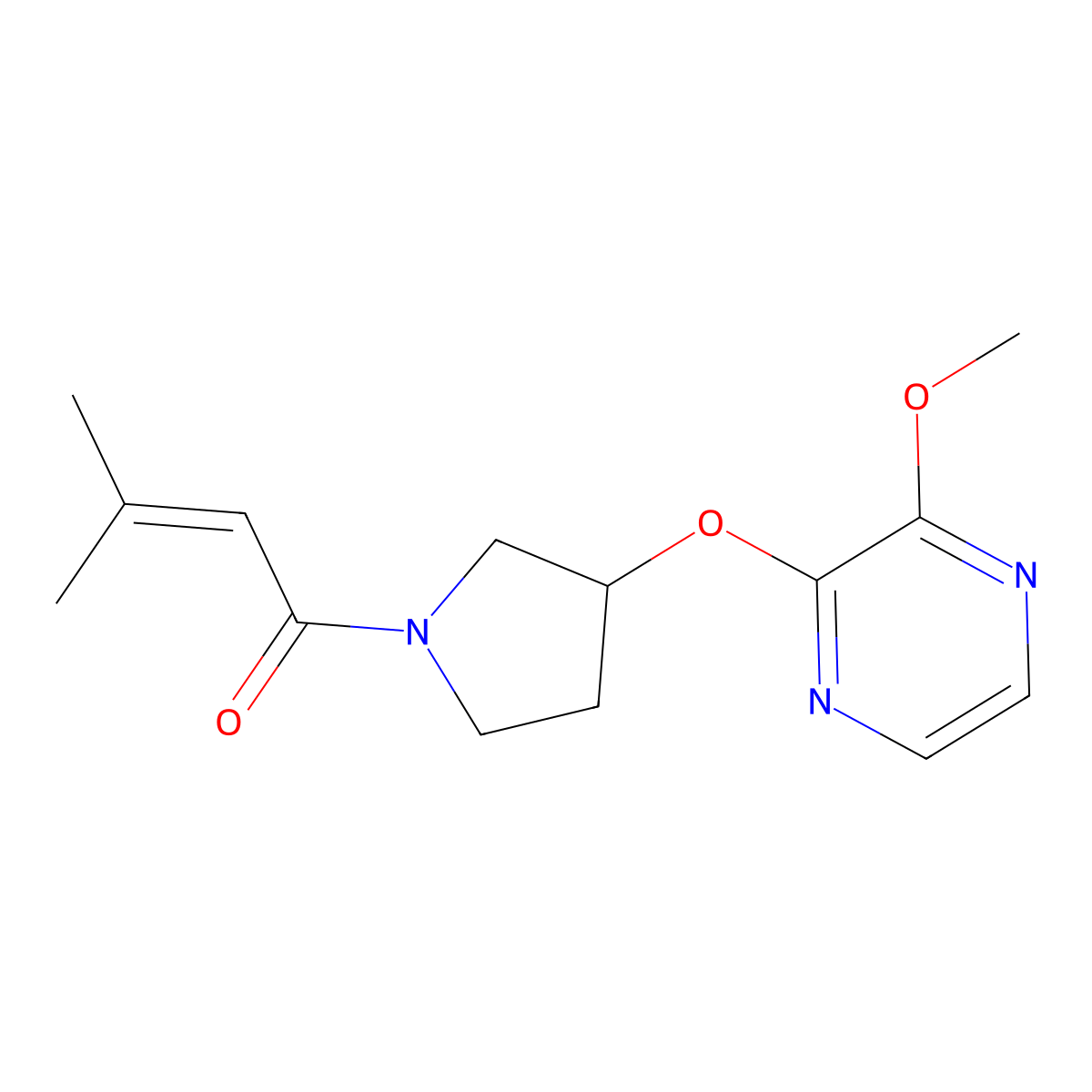 1-(3-((3-Methoxypyrazin-2-yl)oxy)pyrrolidin-1-yl)-3-methylbut-2-en-1-one molecular structure, CAS 2034254-26-5