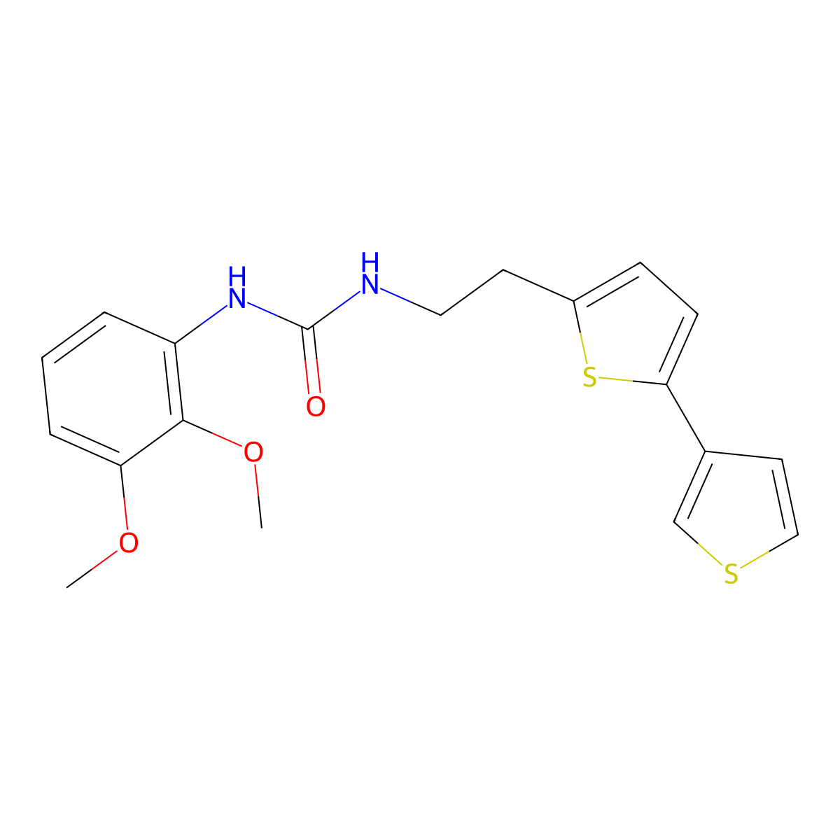 3-(2-{[2,3'-Bithiophene]-5-yl}ethyl)-1-(2,3-dimethoxyphenyl)urea molecular structure, CAS 2034254-28-7