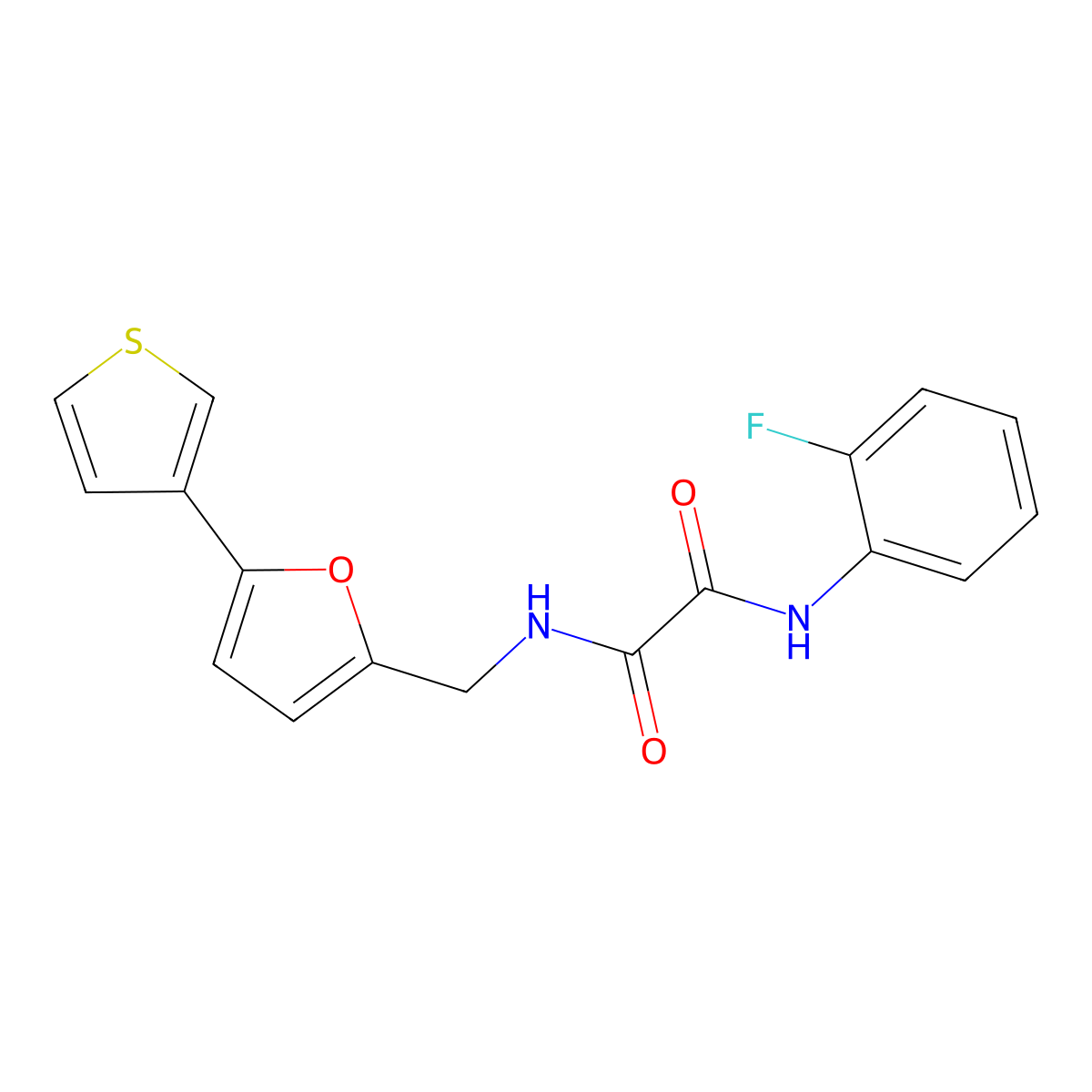 N1-(2-fluorophenyl)-N2-((5-(thiophen-3-yl)furan-2-yl)methyl)oxalamide molecular structure, CAS 2034254-31-2