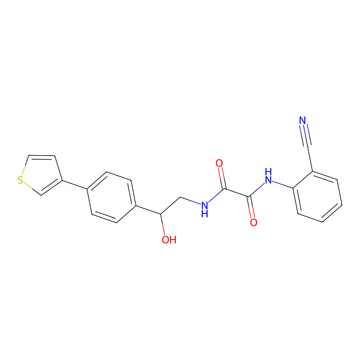 N1-(2-cyanophenyl)-N2-(2-hydroxy-2-(4-(thiophen-3-yl)phenyl)ethyl)oxalamide molecular structure, CAS 2034254-33-4