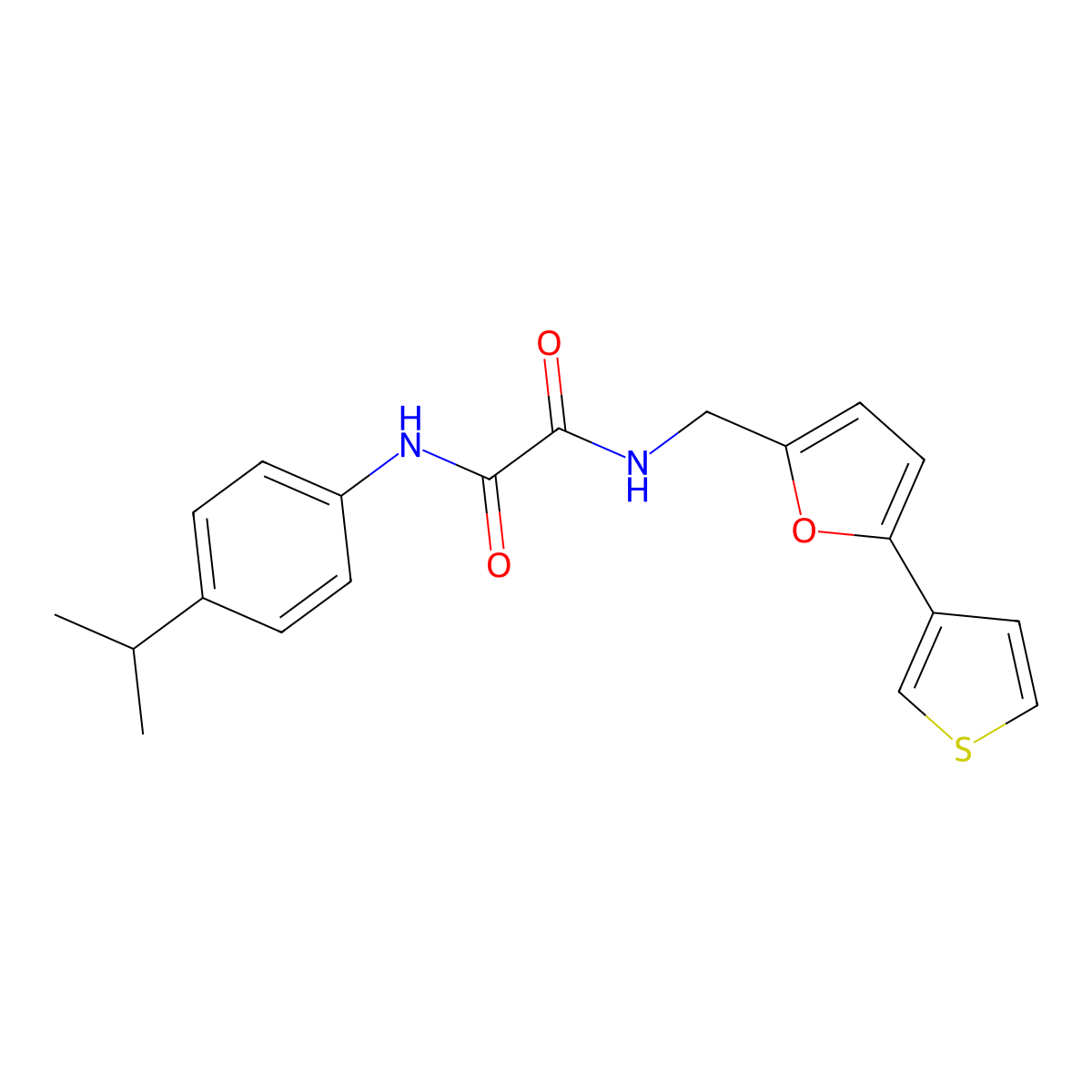 N1-(4-isopropylphenyl)-N2-((5-(thiophen-3-yl)furan-2-yl)methyl)oxalamide molecular structure, CAS 2034254-34-5