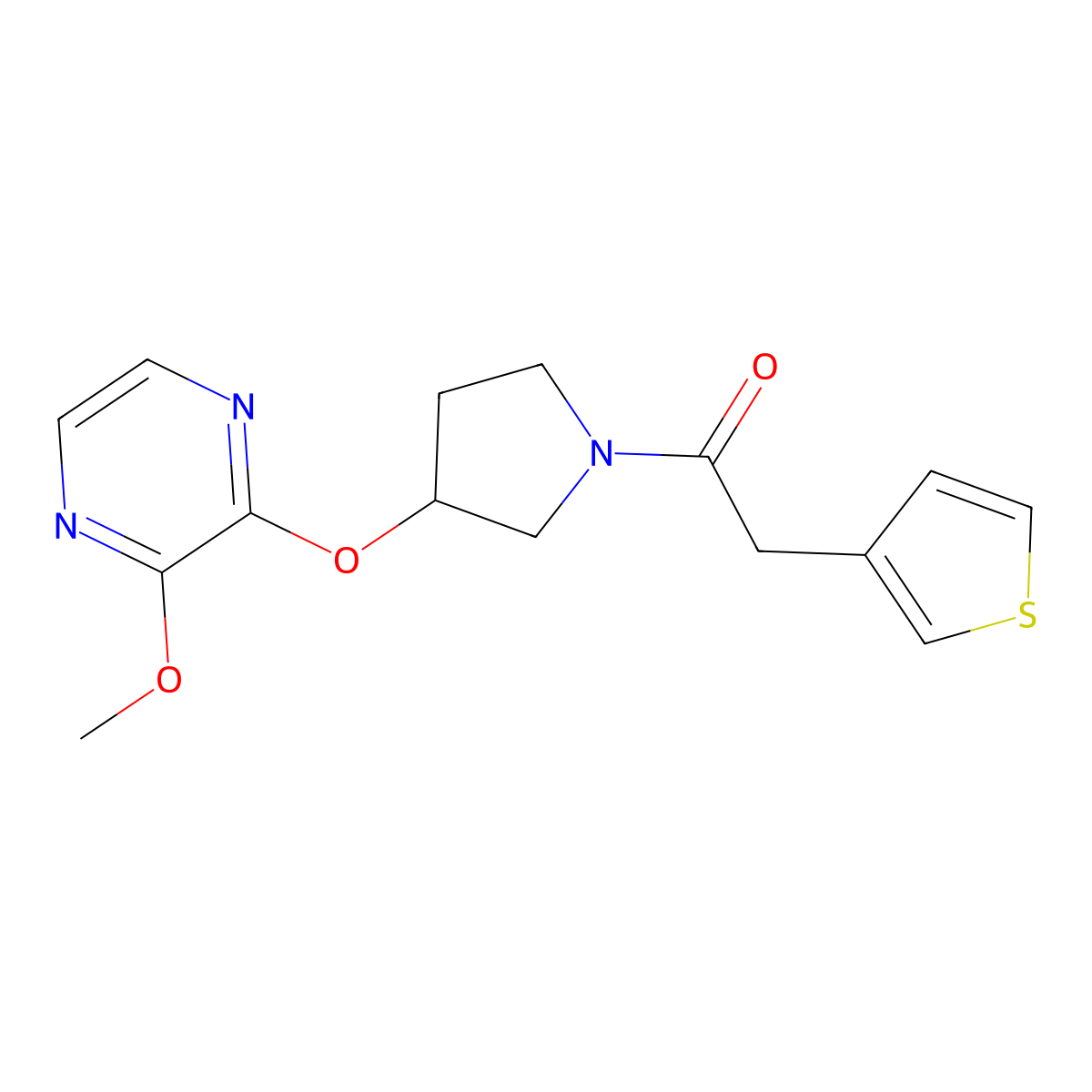 1-(3-((3-Methoxypyrazin-2-yl)oxy)pyrrolidin-1-yl)-2-(thiophen-3-yl)ethanone molecular structure, CAS 2034254-36-7