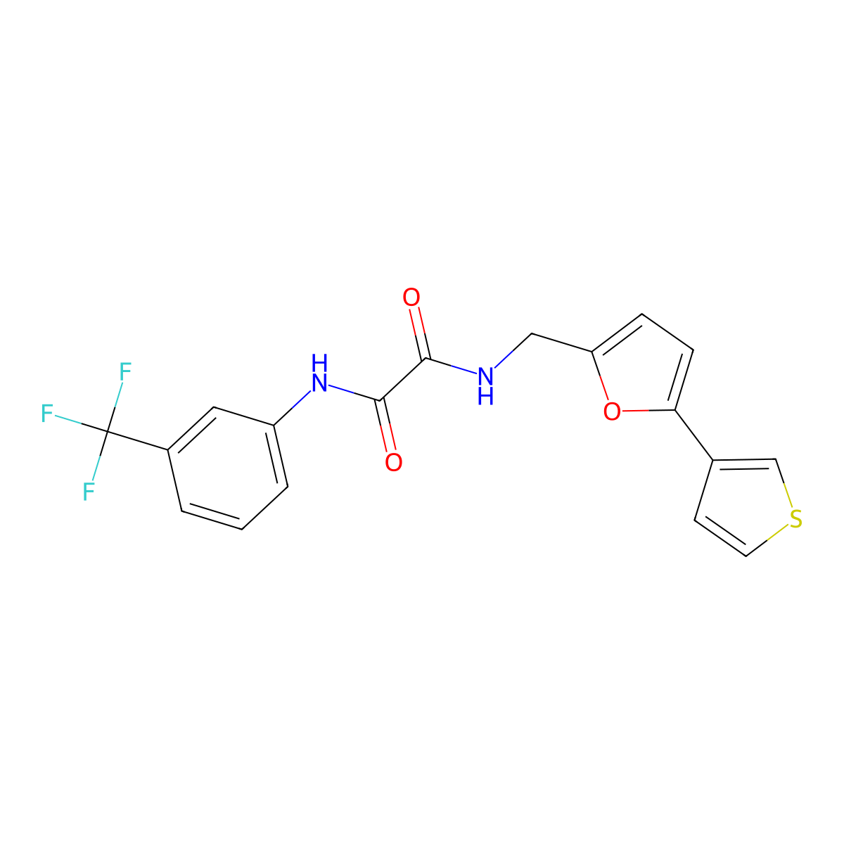 N1-((5-(thiophen-3-yl)furan-2-yl)methyl)-N2-(3-(trifluoromethyl)phenyl)oxalamide molecular structure, CAS 2034254-56-1